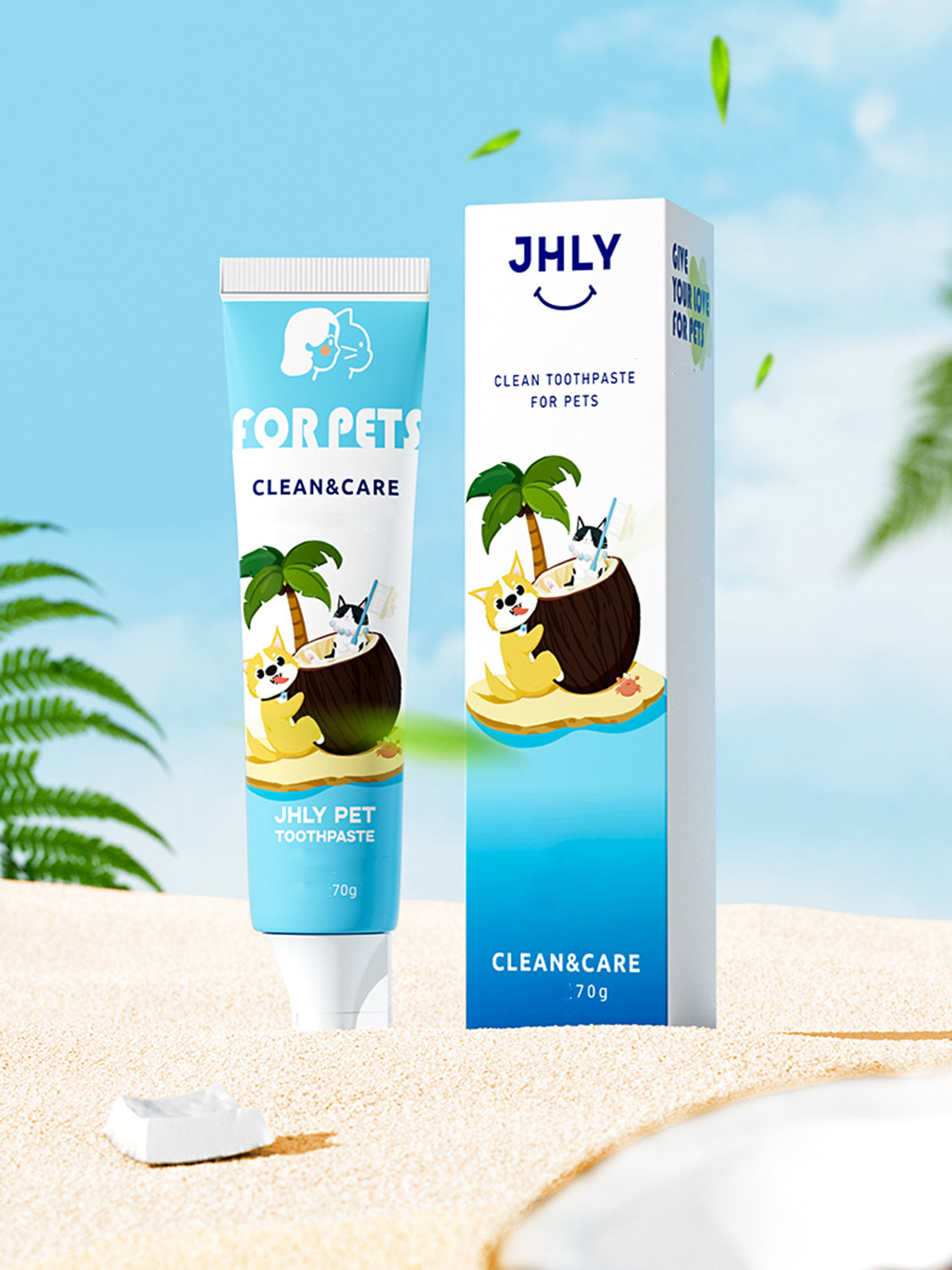 JHLY Coconut Pet Toothpaste For Dog & Cat 70g